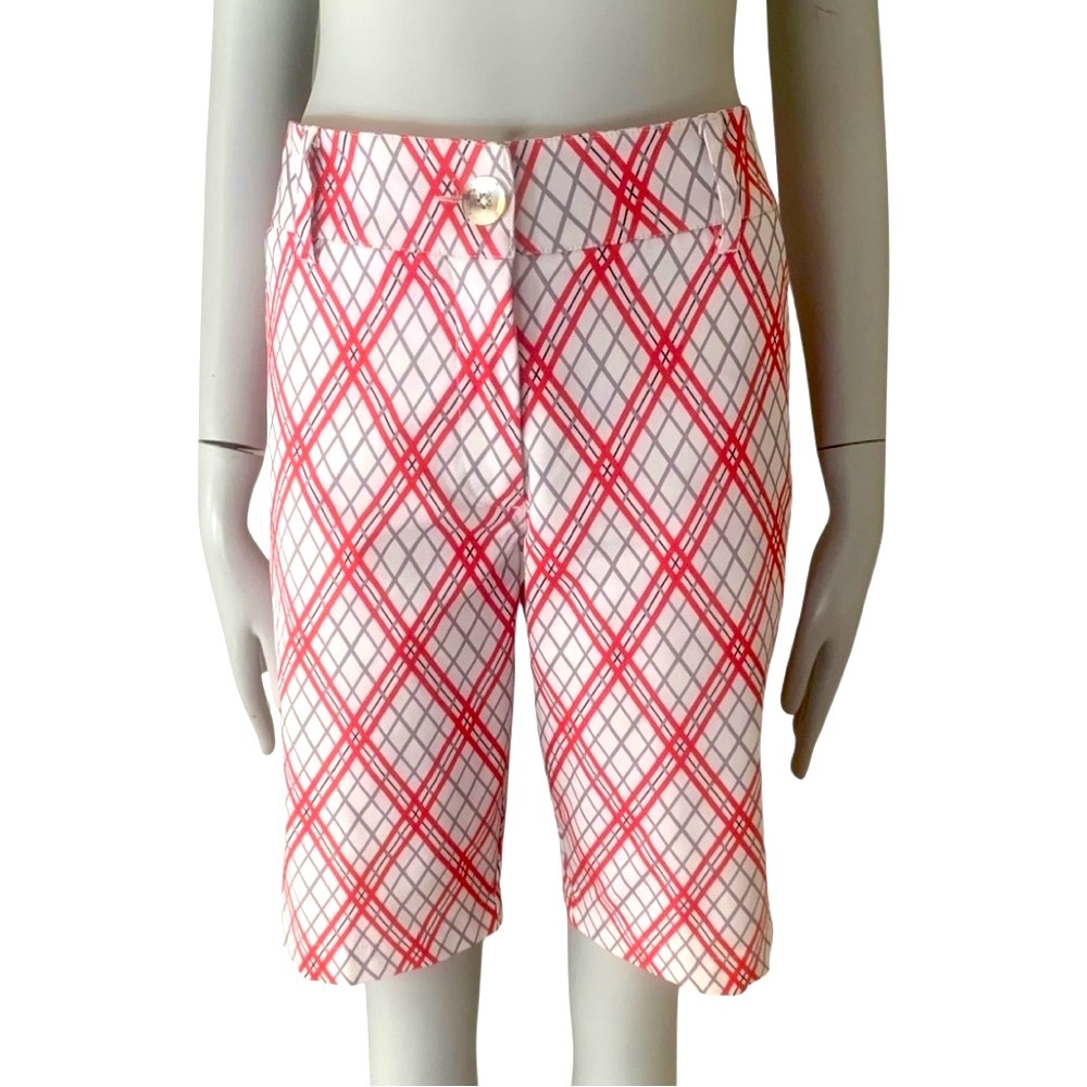 GG BLUE Golf Shorts Diamond Plaid Long Short Red White Grey Size 6